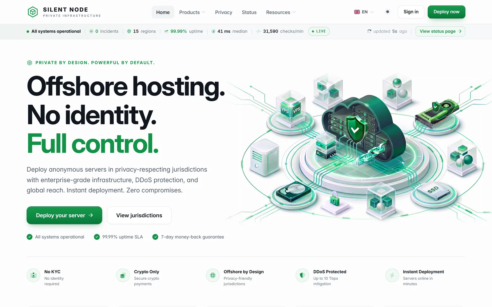 The silentnode.host homepage